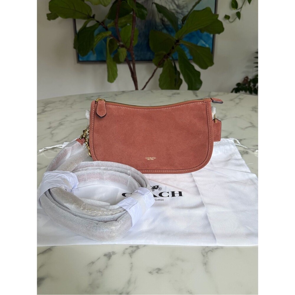 NWT Coach Waverly Bag Brass / Clay Suede Crossbody Shoulder Bag CDD78
